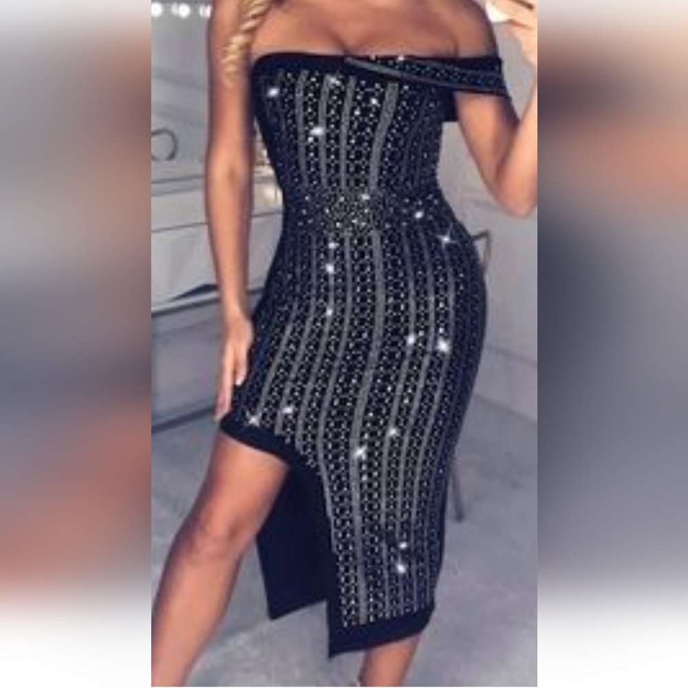 Studded off the shoulder dress